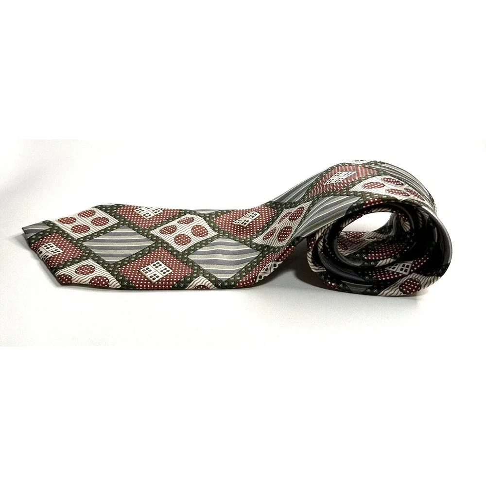 Hills Cashmere House Neck Tie By Michelsons All Silk Made In England Dots Domino
